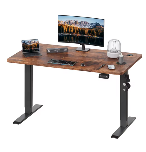 Bureau assis-debout électrique ergonomique MyErgoSphere coloris bois clair, réglable 73-118 cm