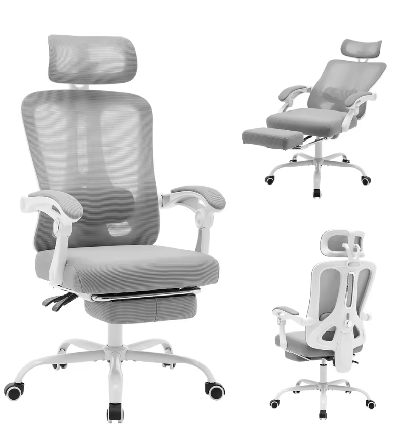 Chaise ergonomique Premium MyErgoSphere coloris Gris avec accoudoirs rembourrés