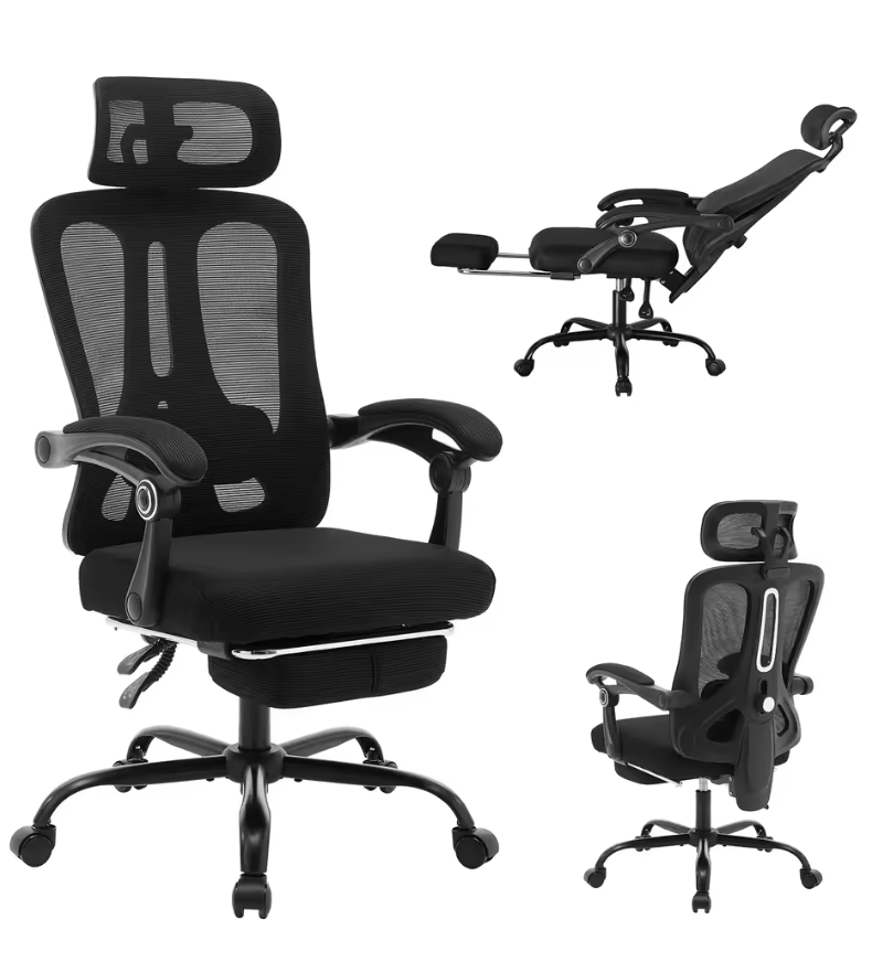 Chaise Ergonomique Premium MyErgoSphere avec repose-pieds intégré coloris Noir