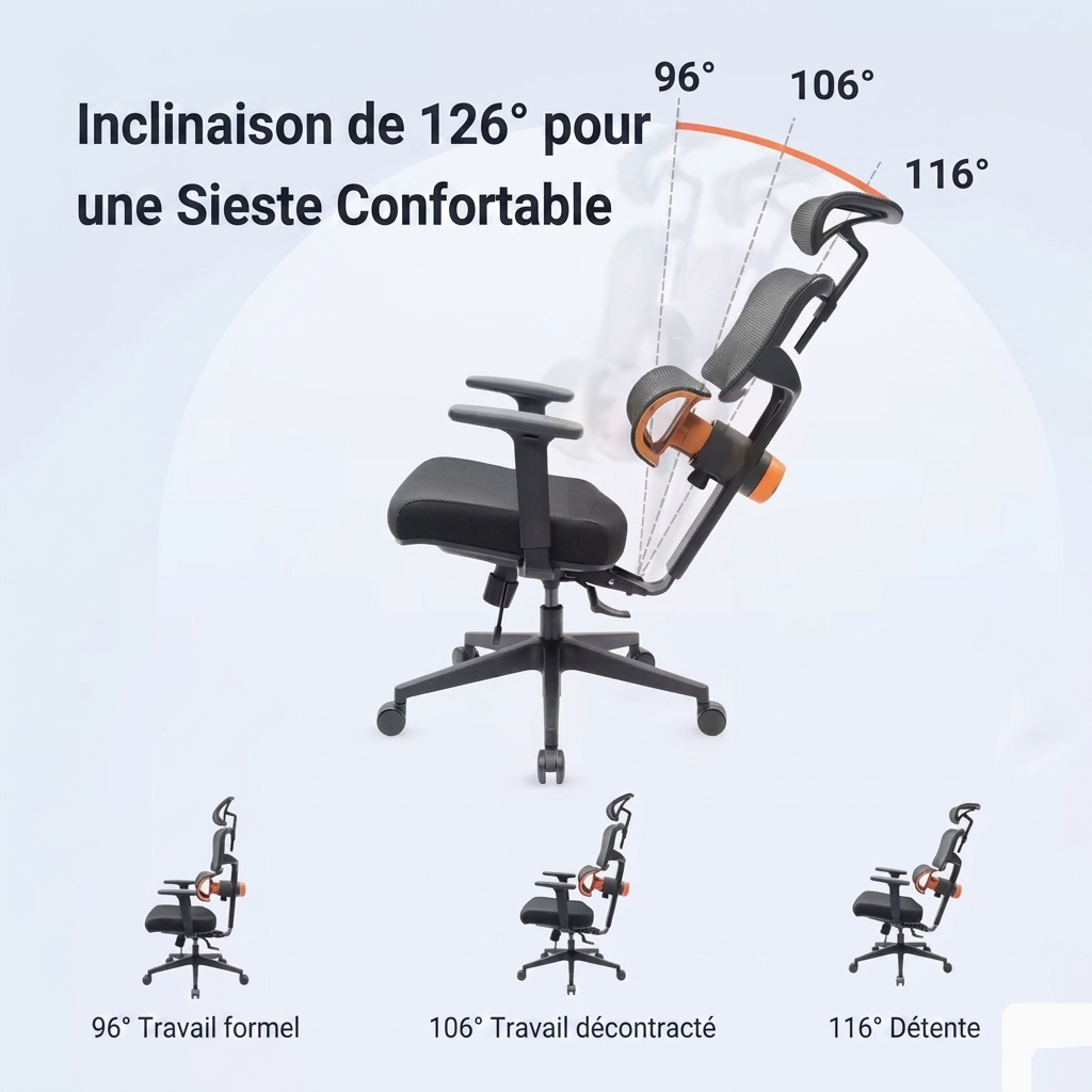 Chaise de bureau LUXE MyErgoSphere 3 inclinaisons verrouillables