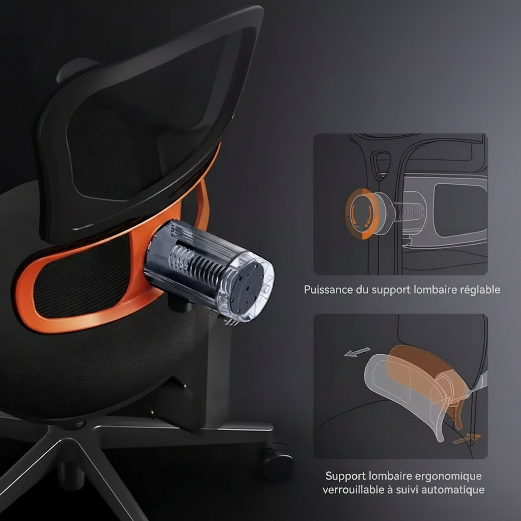 Chaise LUXE MyErgoSphere appui-tête 2D réglable vue de face